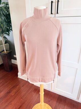 Athleta Cozy Karma Side Zip Taupe Pullover XS Womens Fleece Lined